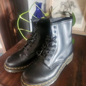 Black Leather Lace-Up Boots